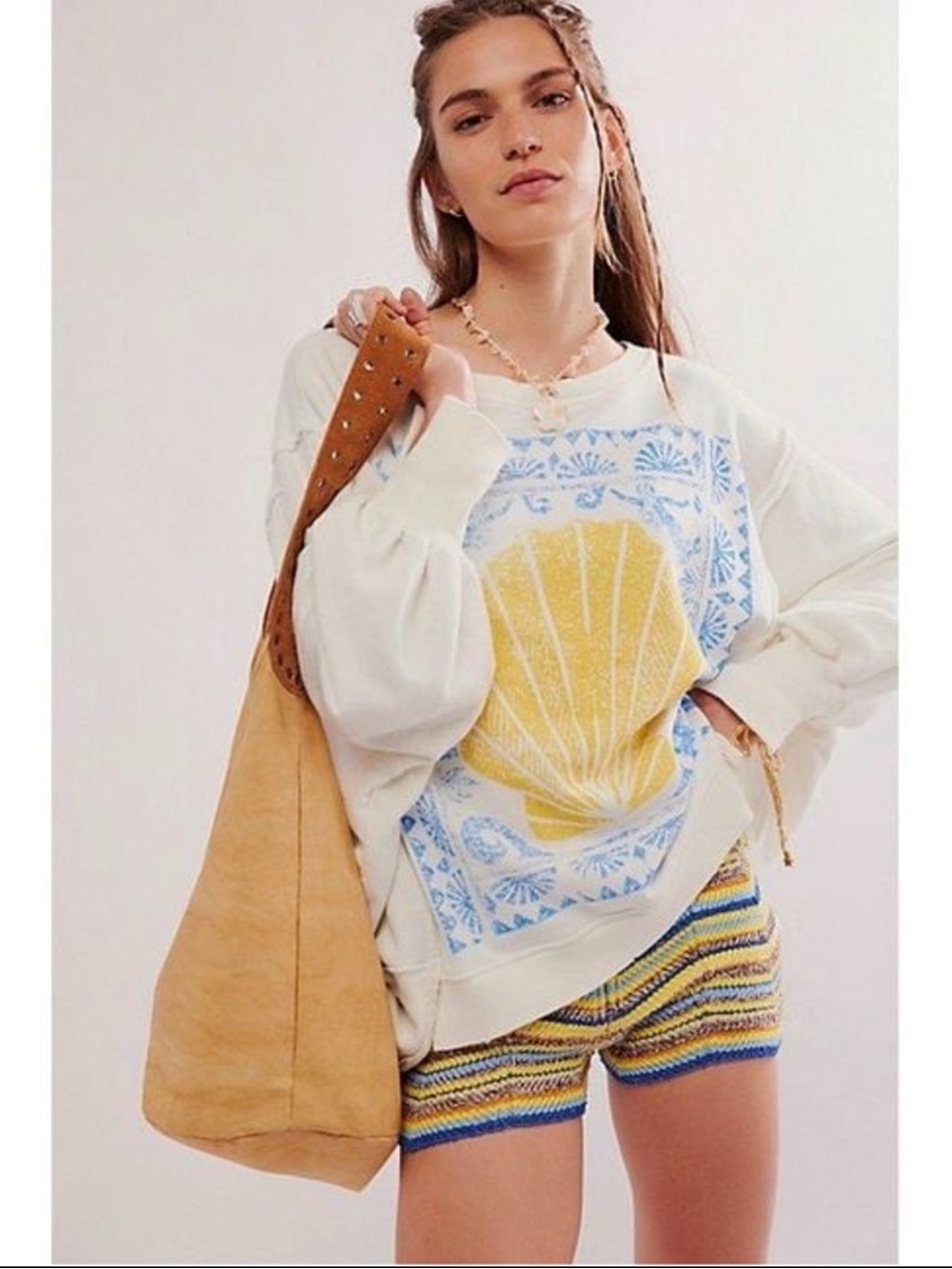Free People Camden Graphic Pullover Shell Print Slouchy NWT could fit up to a lg